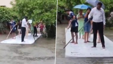 IIT Roorkee Viral Video: Students Use Floating Platform To Tackle Waterlogged Campus