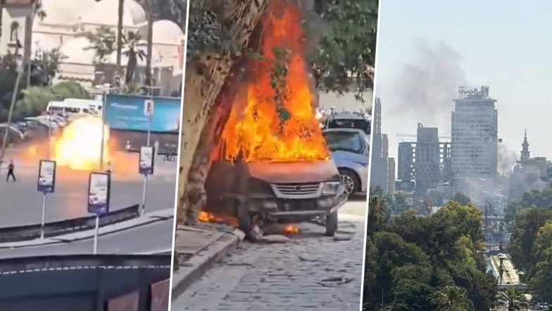 Explosions Rock Damascus As French President Emmanuel Macron Meets Syrian President Ahmad Al-Sharaa (Watch Videos)