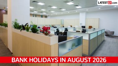 Bank Holidays List August 2026: RBI Holiday Calendar With Dates for Weekend Offs