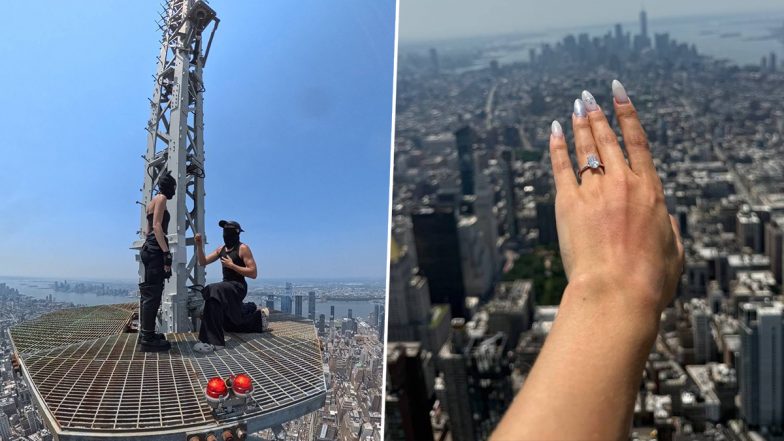 Angela Nikolau and Beerkus Climb Empire State Building Antenna, Unfurl Peace Banner During Proposal (See Pics and Videos)