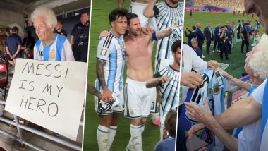 Lionel Messi Gifts 100-Year-Old Pauline Kana Aka Granny Smith Argentina Jersey (Watch Video)