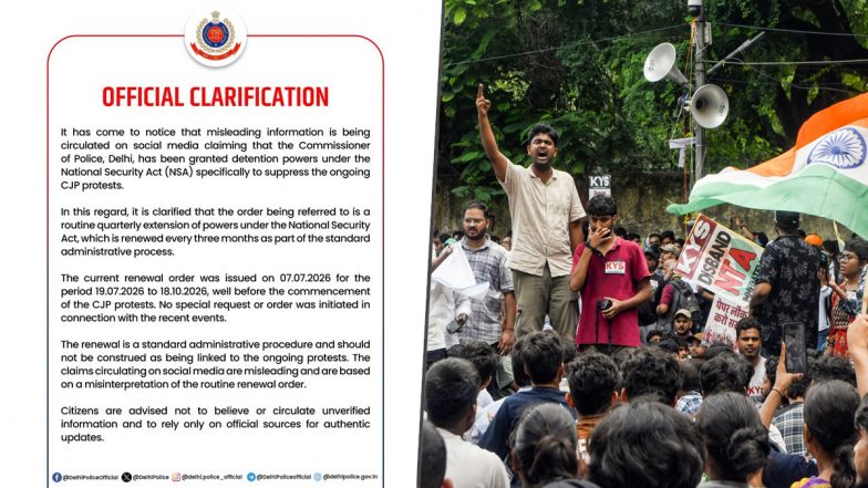 Delhi Police Clarifies NSA Order, Says It Has No Link to CJP-Led Student Protests