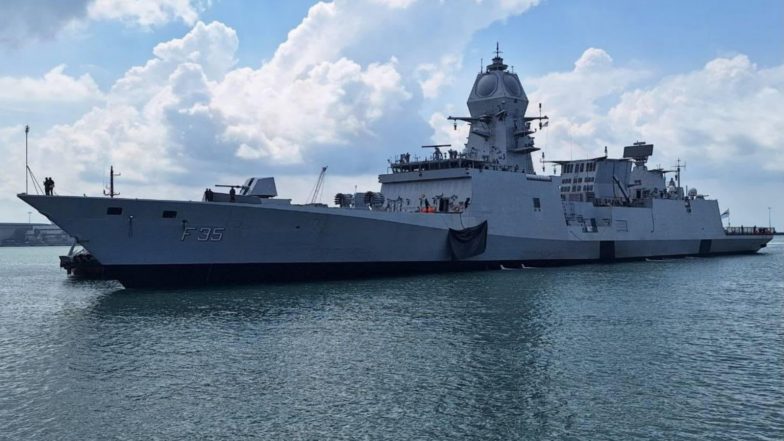 World News | INS Udaygiri, Shakti and Kavaratti Arrive at Changi Naval Base in Singapore as Part of Operational Deployment