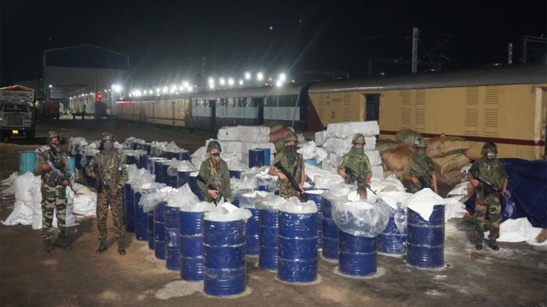 India News | Assam Rifles Recover ₹1.27 Crore Worth of Illegal Codeine-based Cough Syrup at Agartala Railway Station
