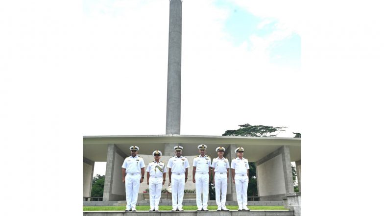 World News | Indian Navy's Flag Officer Commanding Eastern Fleet Pays Homage at Kranji War Memorial Singapore