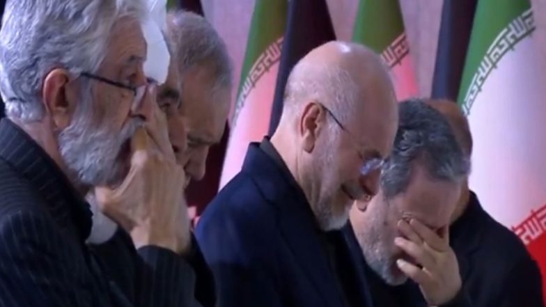 World News | Ghalibaf, Araghchi Break Down in Tears During Farewell to Ayatollah Khamenei