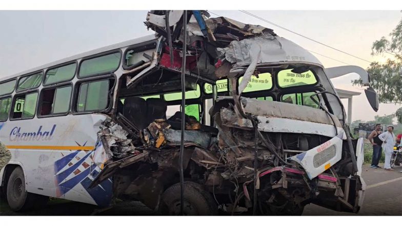 India News | 32 Injured After Private Bus Collides with Truck in Rajasthan's Dholpur