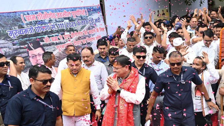 India News | Uttarakhand CM Dhami Lays Foundation for Flood Protection Projects Worth over Rs 65 Crore