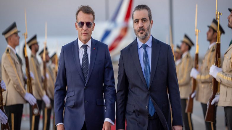 World News | French President Macron Arrives in Syria, First EU Leader to Visit Post-Assad Regime's Fall