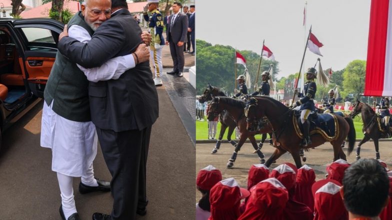 World News | Guards on Horseback and a Warm Embrace: Indonesia Welcomes PM Modi with Spectacular Pageantry