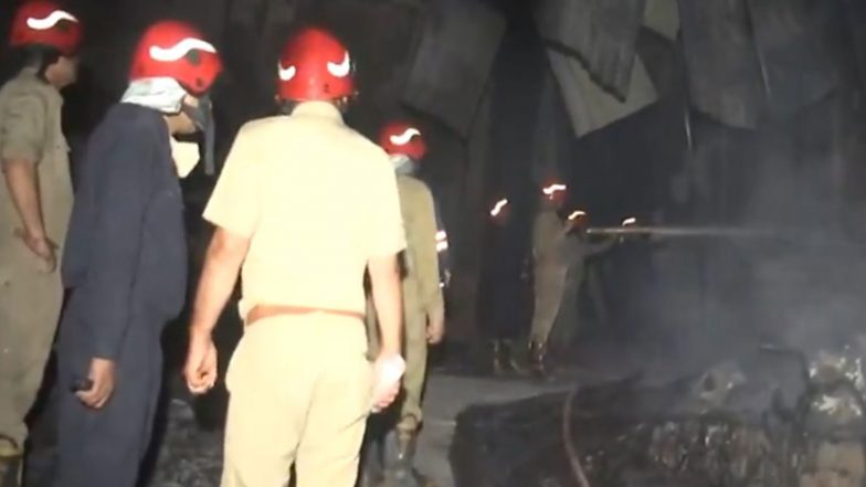 India News | Massive Fire Breaks out at Cardboard Roll Godown in Delhi's Alipur, Doused After Major Operation