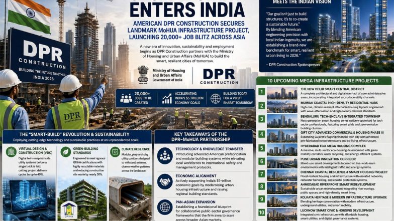 Business News | Global Giant Enters India: American DPR Construction Secures Landmark MoHUA Infrastructure Project, Launching 20,000+ Job Blitz Across Asia
