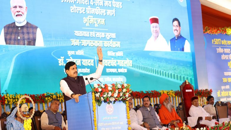India News | MP CM Performs Bhoomi Pujan of Rs 5,017 Cr Ujjain-Jaora Greenfield 4-lane Corridor Project, Targets Completion Before Simhastha 2028