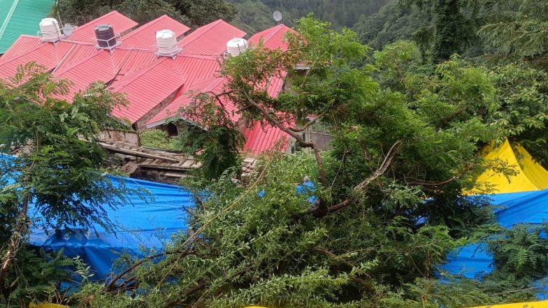 India News | Himachal Pradesh: Heavy Rain Triggers Landslide Scare in Shimla's Sanjauli, Several Houses Affected
