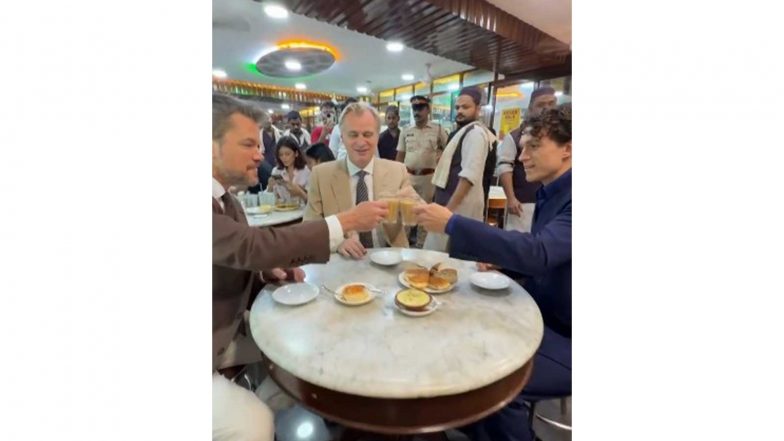 Entertainment News | Christopher Nolan, Tom Holland, Matt Damon Enjoy Chai, Bun Maska in Mumbai