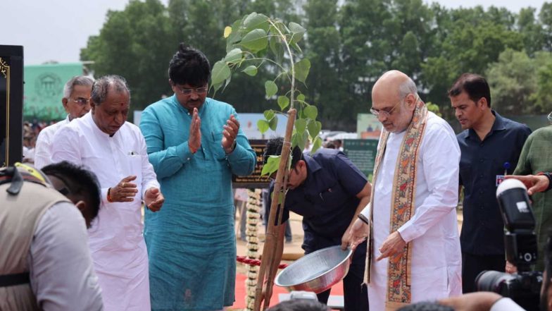 India News | Gujarat: Amit Shah, Bhupendra Patel Plant Trees Under 'Hariyali Lok Sabha-Gandhinagar Lok Sabha' Campaign