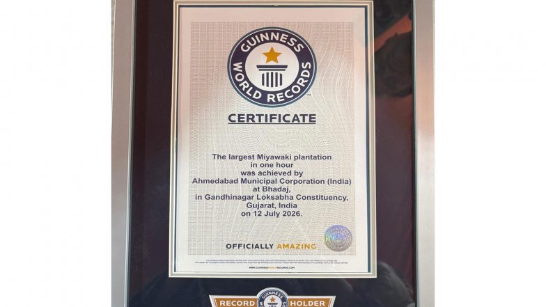 India News | Ahmedabad Creates Guinness World Record by Planting 3.61 Lakh Saplings in One Hour Using Miyawaki Method