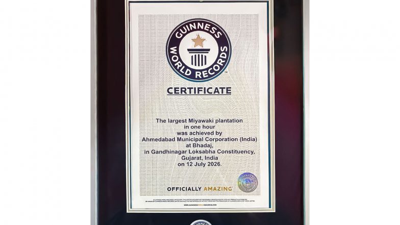 India News | Harsh Sanghavi Congratulates AMC, Volunteers as Ahmedabad Sets Guinness World Record by Planting 3.61 Lakh Saplings in One Hour