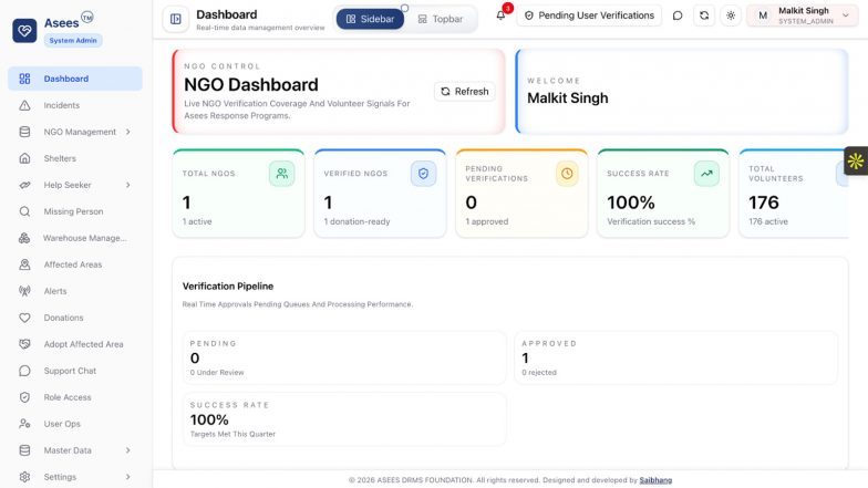 Business News | ASEES DRMS Foundation Launches Free Disaster Response Platform to Improve Relief Coordination and Transparency