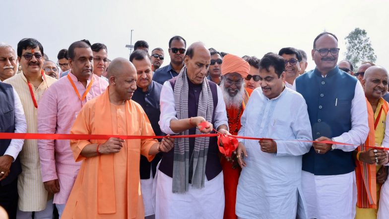 India News | Rajnath Singh, Nitin Gadkari, Yogi Adityanath Attend Inauguration Ceremony of Kanpur-Lucknow Expressway