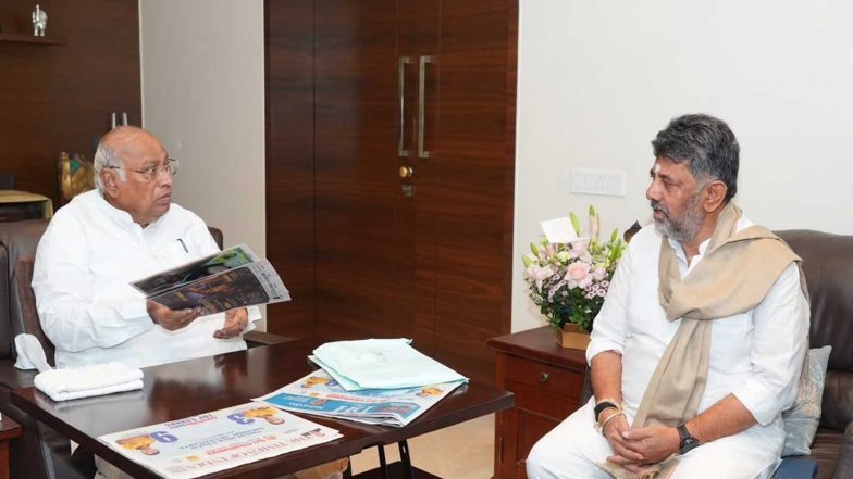 India News | Bengaluru: Karnataka CM DK Shivakumar Meets AICC President Mallikarjun Kharge