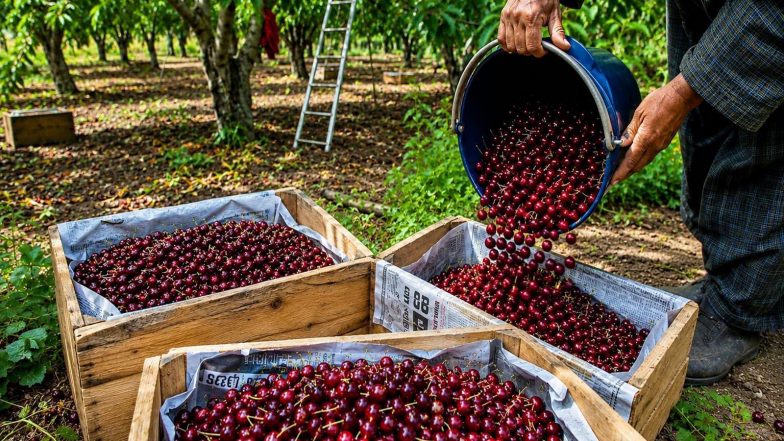Business News | J&K's Premium Cherries, Plums Enter Singapore Market with First Export Shipment