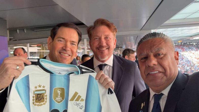 Sports News | FIFA World Cup 2026: CONMEBOL Chief Alejandro Dominguez Meets US Secretary of State Marco Rubio During Argentina Vs Spain Final