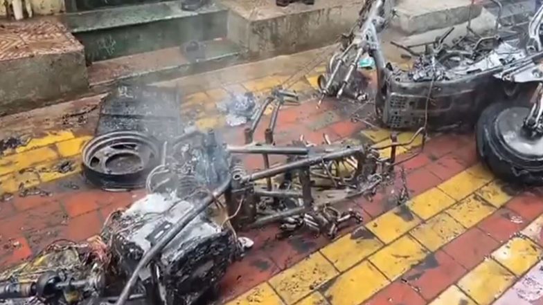 India News | Maharashtra: Two E-bikes Catch Fire While Charging in Pimpri-Chinchwad, One Injured as Blaze Spreads to Building