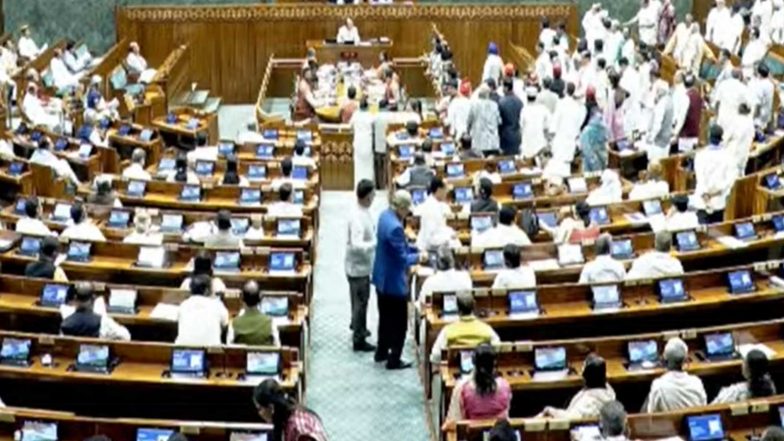 India News | Monsoon Session: Lok Sabha Adjourned Till Noon Amid Heavy Opposition Sloganeering Despite Speaker Birla's Repeated Appeals