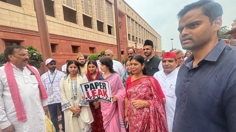 India News | SP Stages Protest in Parliament over Alleged NEET Paper Leak, Accuse Centre of Failing to Address Students' Concerns