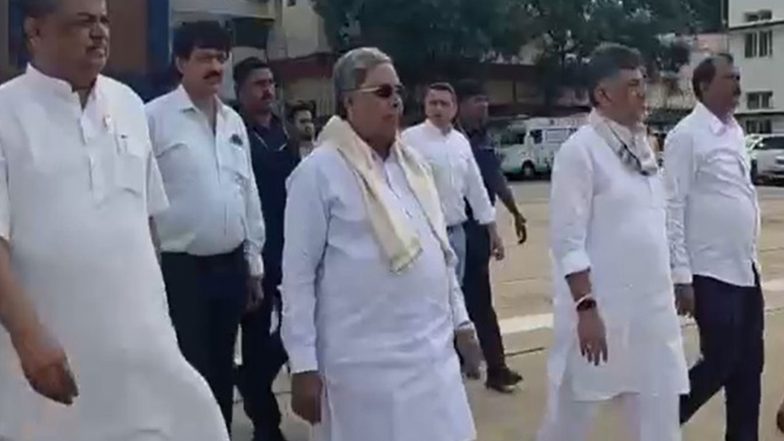 India News | Karnataka CM Shivakumar, KPCC Chief Hariprasad, Siddaramaiah Travel to Delhi to Finalise Cabinet Expansion