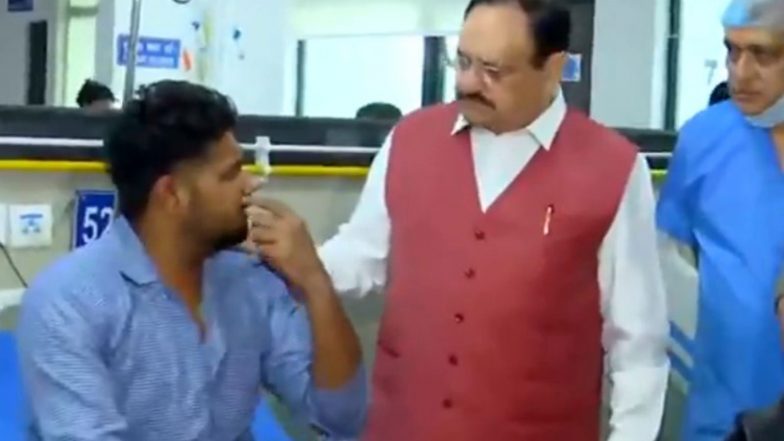 India News | JP Nadda Visits Lady Hardinge Hospital After RML, Reviews Medical Care of Injured During CJP Protest