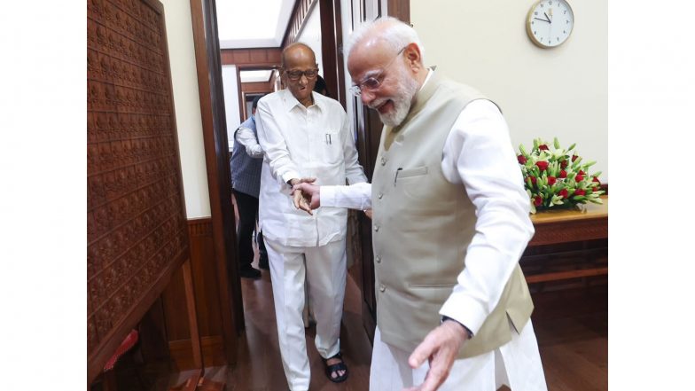India News | Monsoon Session: Sharad Pawar, Supriya Sule Meet PM Modi in Parliament