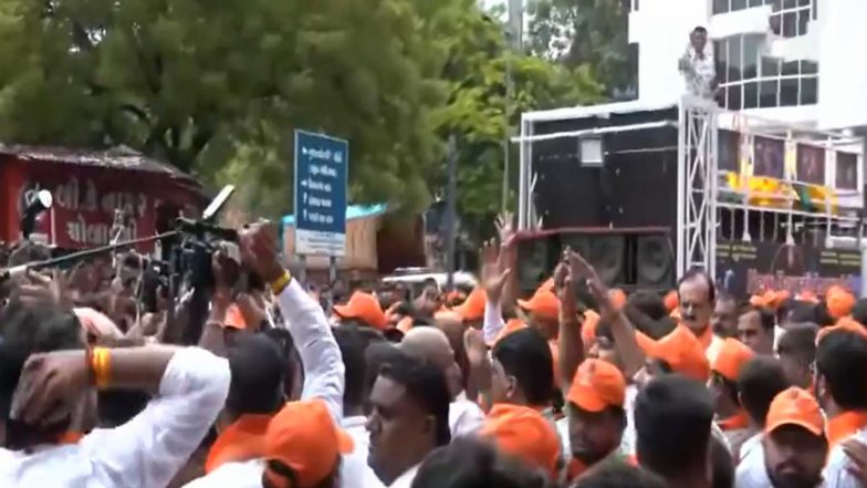 India News | BJP Workers Stage Protest Outside Congress Office in Gujarat over Opposition Demonstration Near PM's Residence