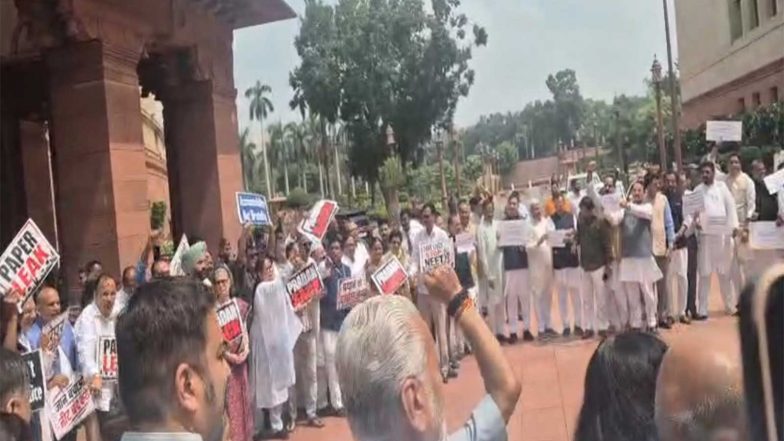 India News | INDIA Bloc Protests Against Centre in Parliament, Reiterates Demand to Sack Pradhan over Paper Leaks
