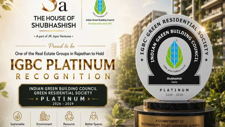 Business News | The House of Shubhashish Becomes One of the Real Estate Groups in Rajasthan to Hold IGBC Platinum Recognition