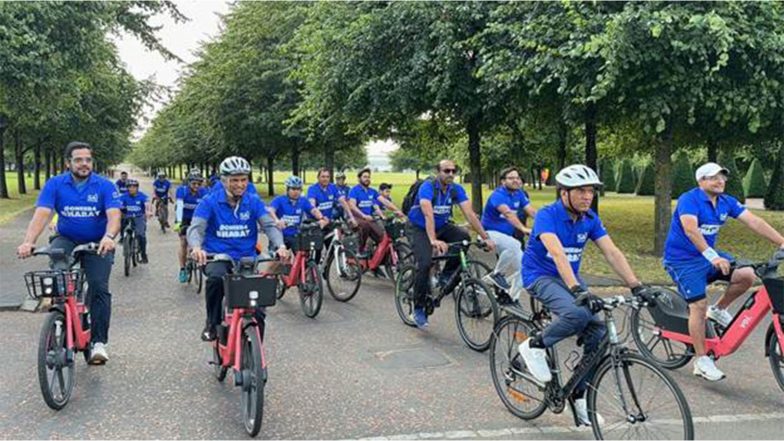 Sports News | Union Sports Minister Mansukh Mandaviya Leads 'Cheer for Bharat' Cycling Initiative with Indian Diaspora in Glasgow