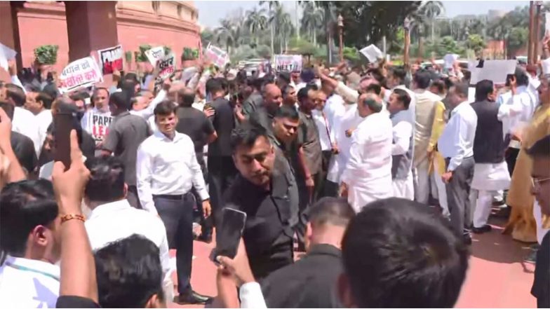 India News | NDA Vs INDIA Bloc: Parliament Turns into a Battleground as Opposition Raises NEET Paper Leak Issue, Demand Dharmendra Pradhan's Resignation