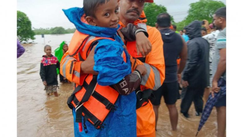 India News | NDRF Rescues 67 People from Floodwaters in Gujarat's Navsari; Operation Underway