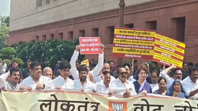 India News | Parliament Storm: Both Houses Adjourned Till 12 PM Amid Massive Opposition Ruckus over Police Action