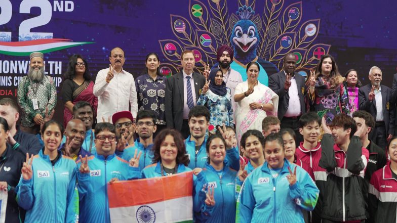 Sports News | Delhi CM Rekha Gupta Inaugurates 22nd Commonwealth Table Tennis Championship 2026 at Thyagraj Stadium