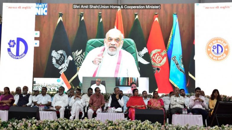 India News | Amit Shah Inaugurates Rs 25-cr 'Sahakar Bhavan' of Jamnagar District Co-operative Bank, Highlights Cooperative Sector Reforms