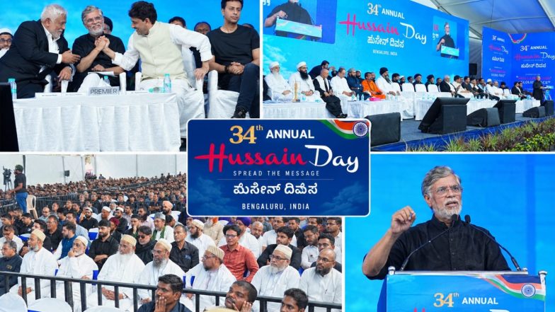 Business News | 34th Annual Hussain Day Convention in Bengaluru: Salim Merchant, MP Pawan Khera, Imran Masood and Religious Leaders Call for Global Peace