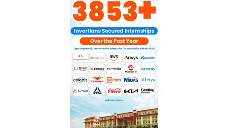 Business News | Invertis University Secures 3,853+ Internship Opportunities for Students Across Google, AWS, Siemens & More