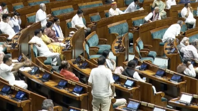 India News | Lok Sabha Adjourned Till Monday Amid Oppn Sloganeering; Registration of Births and Deaths (Amendment) Bill Passed