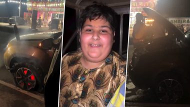 Abhinav Arora Car Accident: Spiritual Orator Escapes Unharmed After Vehicle Catches Fire Near Vrindavan (Watch Video)