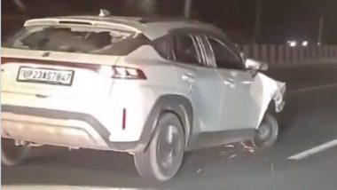 Amroha: Drunk Police Constable Hits 2 Pedestrians in Joya, Drives Car Without Tire; Video Surfaces