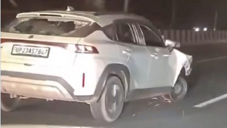 Amroha: Drunk Police Constable Hits 2 Pedestrians in Joya, Drives Car Without Tire; Video Surfaces