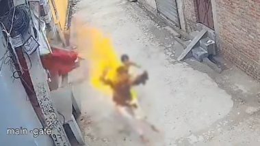 Bareilly: Man Dies After Setting Himself on Fire Following Dispute With Wife; CCTV Video Surfaces