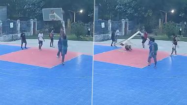 Gurugram: Man Suffers Spinal Fractures After Basketball Pole Collapses on Him, Video Surfaces
